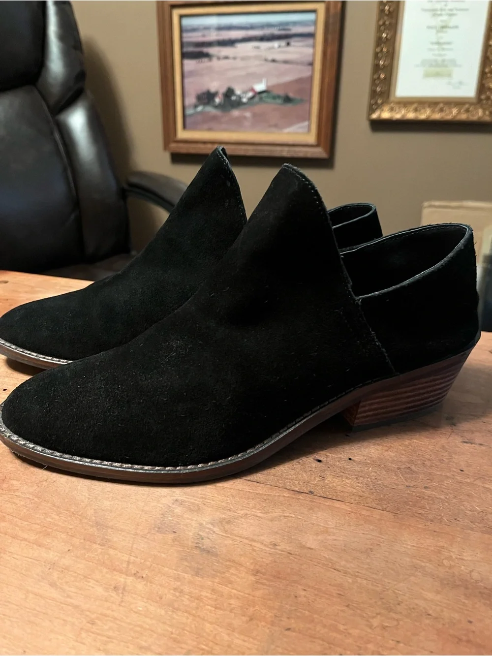 Lucky Brand Fausst Bootie Black Oiled Suede Boots Size 9M Boot Leather